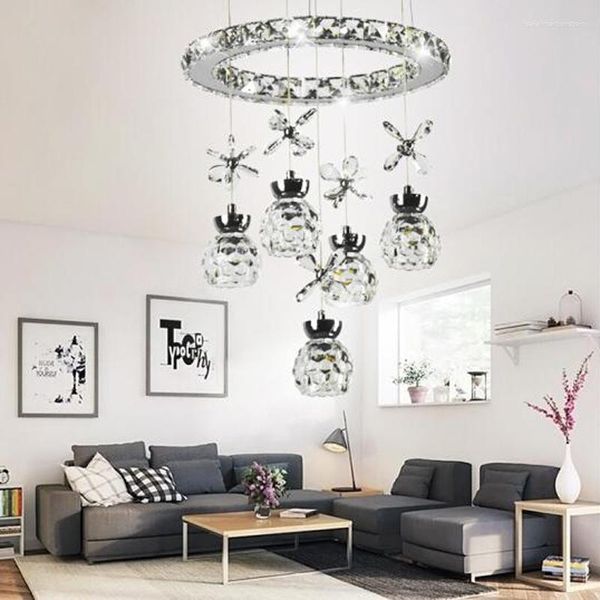 Lampes suspendues Postmoderne Mode Led Salon Lampe Lustre Cristal Chambre Escalier Hall D'entrée Bar Table Repas