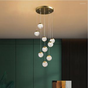 Lampes suspendues Lampe en verre postmoderne Meubles de salon simples Lampes suspendues Escalier Villa Restaurant Bar Suspension