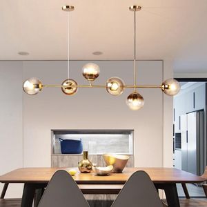 Lampes suspendues Lampes magiques en verre postmoderne Lustre à boule droite géométrique nordique pour étude de pièce modèle Living Loft BedroomPendant