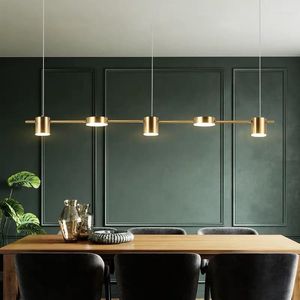 Hanglampen Postmodern goud of zwarte LED kroonluchter eetkamer Long Lamp Nordic Bar Coffee Shop Home Deco Verlichting Hangende armaturen