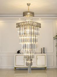 Hanglampen postmodern licht luxe kristal kroonluchter villa duplex holle loft middelste vloer wenteltrap