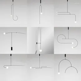 Lampes suspendues Postmoderne Minimaliste Chambre Chevet LED Lustre Café Bar Creative Verre Nordique Art Design Ligne