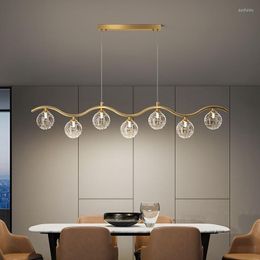 Lámparas colgantes Luz minimalista posmoderna Araña de cristal de lujo Magic Bean LED Bar Restaurant Long