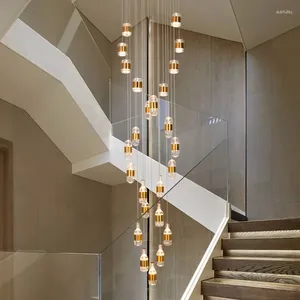 Hanglampen Postmodern Minimalistisch Licht Luxe Villa Duplex Gebouw Kroonluchter Scandinavische Kristallen Wenteltrap