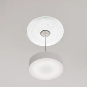 Lampes suspendues PU plafond suspendu lustre base décorative lampe ronde panneau matériaux de construction (petit blanc) 1pcs ménage