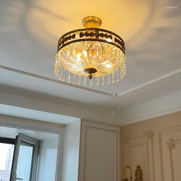 Lampes suspendues Pur Cuivre Plafonnier Villa De Luxe Restaurant Chambre Étude Couloir Verre Cristal
