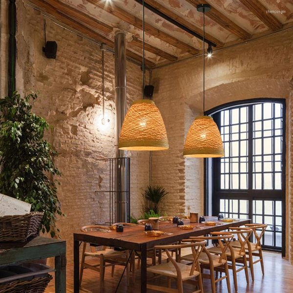 Lampes suspendues en rotin tissé lustre à la main plafonnier en bambou suspendu café restaurant bar salon décoration