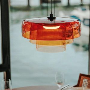 Lampes suspendues Restaurant Pour Bar Salon Table À Manger Creative Coloré Verre Suspendu Lumière Plafond Suspendu Lustre