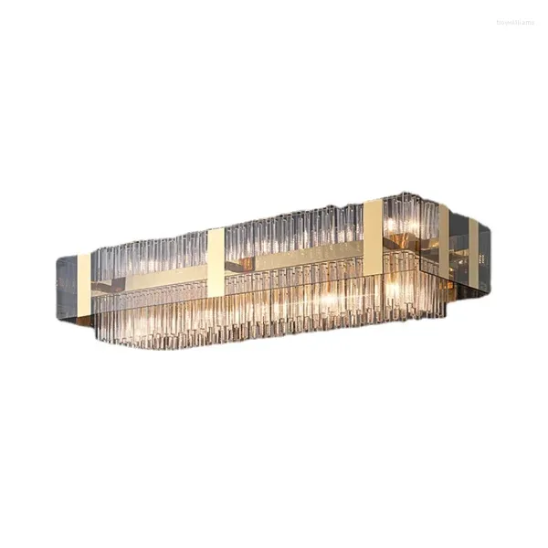 Lámparas colgantes Lámpara de restaurante Mesa de comedor larga Moderno y lujoso Cristal rectangular italiano Gran salón