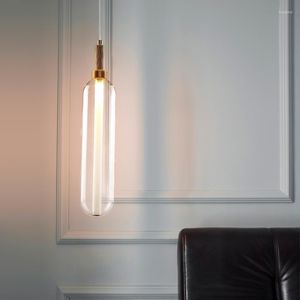 Lampes suspendues Restaurant nordique moderne minimaliste Bar longue ligne lampe personnalité créative verre chambre chevet lustre