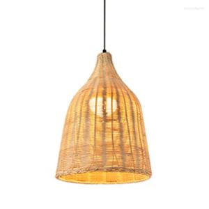 Lampes suspendues Rétro Bambou Tissage Lustre Lampe Suspendue LED Plafond Luminaires Pour Restaurant Salon Décoration