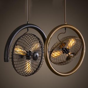 Pendelleuchten Retro Classic Metall Hängeleuchte Industrie Loft 3 Köpfe Heimdekoration Bar Café Flur Balkon Ventilator Lampe Leuchte P554Pendan