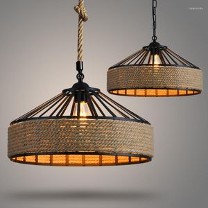Pendant Lamps Retro Industrial American Country Chandelier Clothing Store Creative Restaurant Internet Bar Yurt Rope