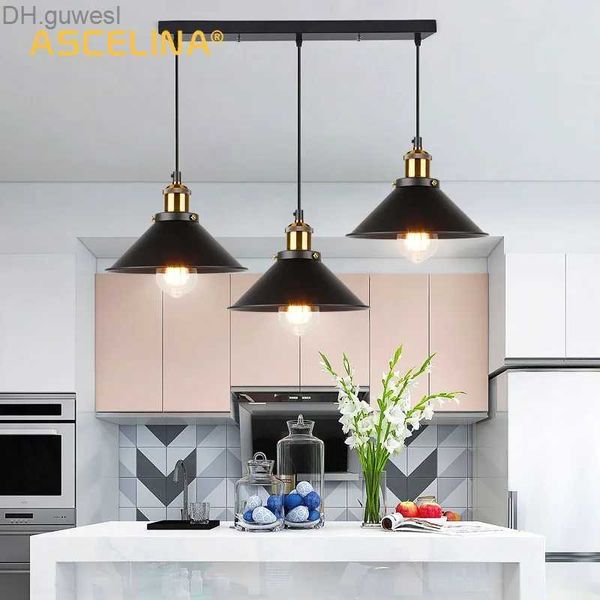 PENDANTS LAMPS RETRO INDUSTRIAL FER E27 CUIET CHAMBRE RETRAIT RETRAIT HOME NOIR / GOLLE YQ240410