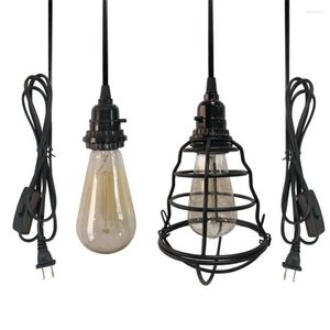 Pendant Lamps Retro Industrial US Plug Lights Metal Cage Wire Hanging Lamp Luminaria For Living Room Coffee Shop Bar Loft Switch