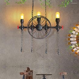 Lampes suspendues rétro industriel vent roue tuyau d'eau lampe décoration restaurant calme bar café lustre
