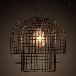 Lampes suspendues rétro cages en fer lumières Loft lanterne industrielle salle à manger chambre salon créatif ZA GY342