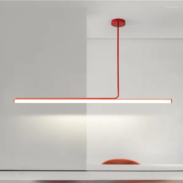 Lampes suspendues rétro lumières minimaliste nordique Long tube lumière table à manger barre créative comptoir bande luxe lustre loft