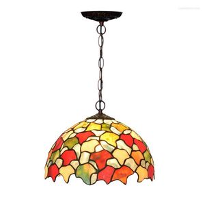 Lampes suspendues rétro rustique îlot de cuisine rurale Tiffanylamp Led E27 lampes suspendues lampe en verre teinté lumière pour salle à manger chambre