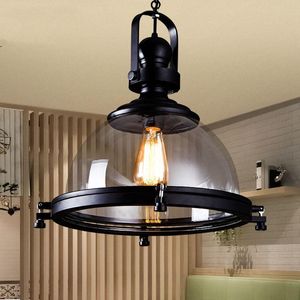 Hanglampen retro vintage ijzeren led -lichten loft industriële keuken hangende lamp eetkamer decor huis verlichtingsarmaturen glazen lampenkap