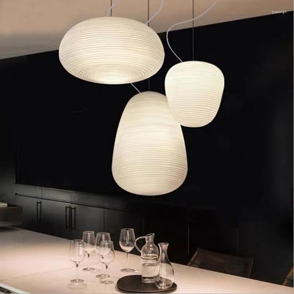 Lámparas colgantes, lámpara Rituals Foscarini, luz de cristal de diseño blanco lechoso para mesa de comedor, decoración de sala de estudio, decoración de salón