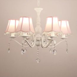 Hanglampen romantisch jong meisje kinderen kamer droplight prinses slaapkamer roze kristallen led kroonluchters /5-lights /6 lichten lustres 90-260vpen