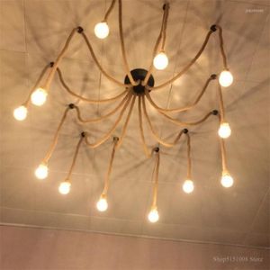 Lampes suspendues corde Vintage Bar E27 lumières salle à manger Restaurant rétro décor à la maison suspension lampe industrielle Loft araignée lustre