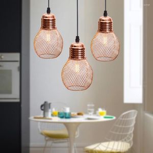 Lampes suspendues Rose Or Rétro Loft Industriel Fer Lumières E14 LED Lampe Suspendue Pour La Maison Salon Chambre Cuisine Luminaire