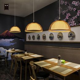 Lampes suspendues ronde bambou osier rotin abat-jour luminaire japonais tatami suspendu plafonnier pour table à manger salle restaurant E27