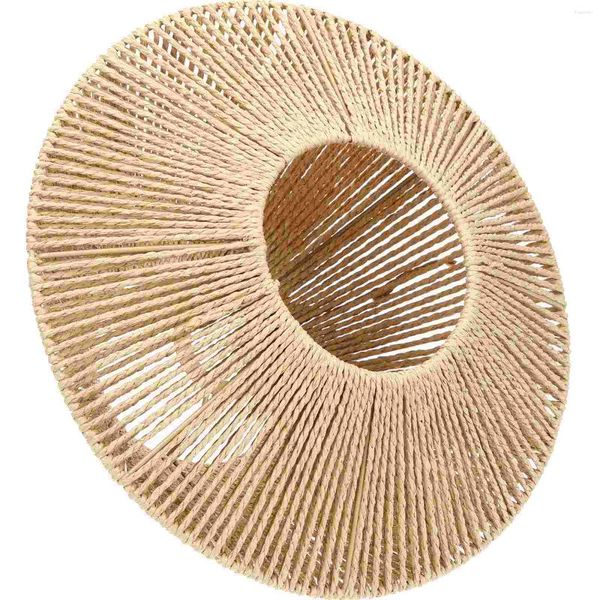 Lampes suspendues panier rond rotin abat-jour accessoire nuances ventilateur de plafond couverture de corde tissée en paille