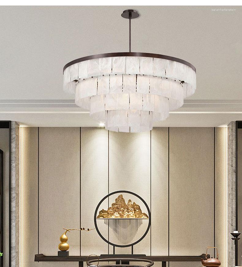 Pendant Lamps Round Living Room Lobby Dining Model Private Bedroom Decoration Marble Chandelier