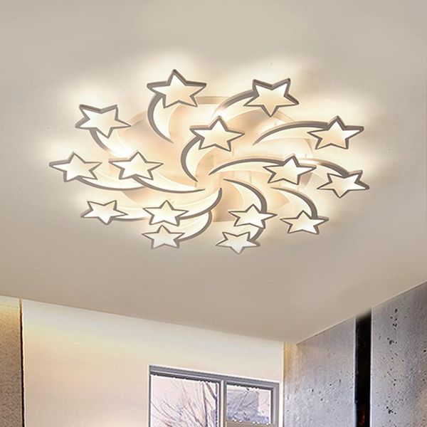 Lampes suspendues Russe Entrepôt LED Lustre Moderne Étoiles Plafonnier Pour Salon Chambre À Distance / APP Support Home Design Lustre