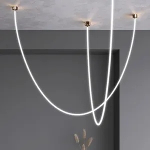 Lampes suspendues SANDYHA Lustre Para Sala de Estar minimaliste ligne Art Design lustres lampe à LED pour salon salle à manger éclairage décor