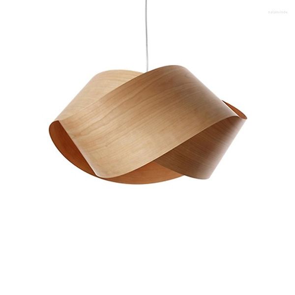 Lámparas colgantes Sgrow Woodskin Lamming Simpurning Art Pendence Light North European Modern Simple Lámpara de colgación para comedor de sala de estar