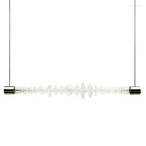 Lampes suspendues Salon simple et créatif Salle à manger Étude Lampe en verre Designer Coffee Shop Bar Long Light