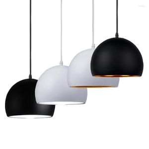 Hanglampen eenvoudige kogelverlichting 20 cm 25 cm zwart wit E27 Restaurantverlichting