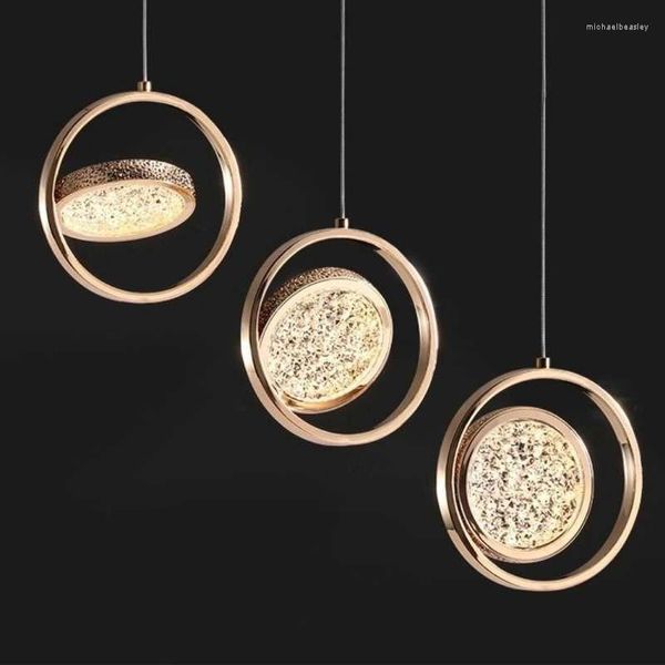 Lampes suspendues Simple Creative Chambre Cercle Lustre Salon Tv Fond Mur Dector Designer Led Éclairage Pour La Maison