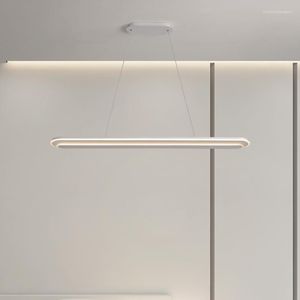 Hanglampen eenvoudige creatieve ontwerper één woord kroonluchter Noordse restaurant kantoor Long Light luxe LED -eettafel Bar Lamp