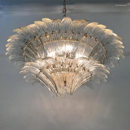 Hangende lampen eenvoudige glazen kroonluchter high-end sfeervolle bloemenlamp licht luxe retro villa woonkamer eetkamer verlichting