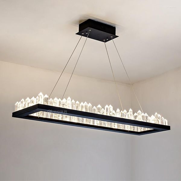 Lámparas colgantes Luz LED simple para comedor Luminaria de cocina 120 100 cm Lámpara de techo blanca y negra colgante 110v 220v
