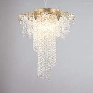 Hanglampen eenvoudige moderne kristallen kroonluchter licht luxe messing hangende lamp voortreffelijke sfeervolle sfeervolle penthouse villa woonkamer trap