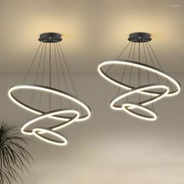 Lampes suspendues Simple Moderne LED Lustre Haute Luminosité Décor Ornement Pour Salon Salle À Manger Chambre Lampe Suspendue Réglable