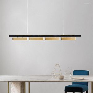 Hanglampen eenvoudig modern licht luxe zwart goud led kroonluchters woonkamer dineren hangende armatuur kassier decor lange strip