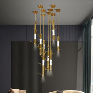 Lámparas colgantes Simple Moderna Sala de estar Comedor Villa Estilo chino Bambú Dormitorio Estudio Araña para