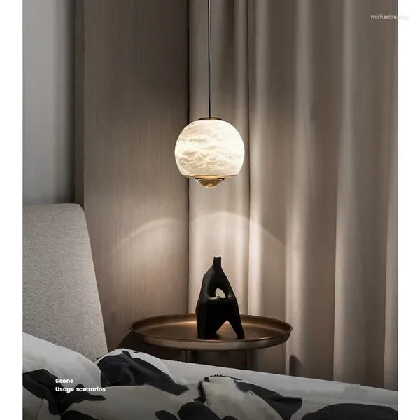 Lampes suspendues Simple Moderne Médiéval Designer Lustre Créatif Lampe En Marbre Naturel Salon Table De Chevet Bar