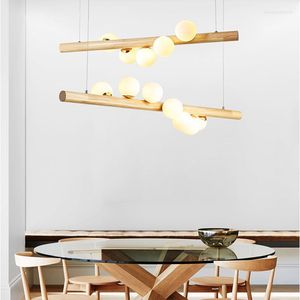 Hanglampen eenvoudige restaurantwinkel hangende lichten creatief g9 led glazen hangende verlichting lamp met lampje houten eetkamer