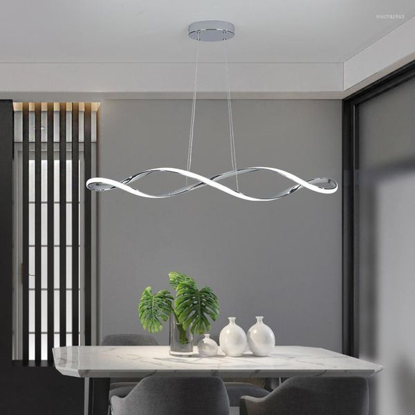 Lámparas colgantes Home inteligente Alexa Luces LED modernas para sala de estar de comedor Cocina de oro/lámparas chapadas cromadas