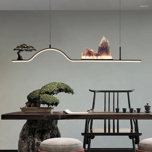 Lampes suspendues SOFEINA chinois plafonnier moderne Design créatif colline paysage LED lumières lustres pour la maison salon de thé salle à manger