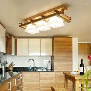 Lámparas colgantes Lámpara de techo de madera maciza Balcón Americano Chino Pasillo Pasillo Luz Luces LED