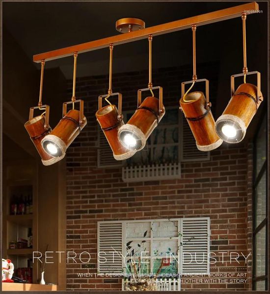 Lampes suspendues en bois massif lumières Loft Designer pays américain Vintage Bar café personnalité créative plafond monté Lumin Zb57